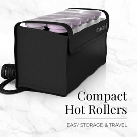 Remington Compact Ceramic Dual Voltage Hot Rollers for Long and Short Hair, Hair Setters, Hair Curlers, 1-1 ¼" Purple/Black, 10 Piece Set