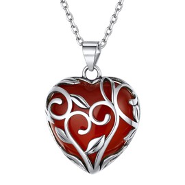 ChicSilver 925 Silver Heart Necklace with 12 Birthstone Women Girls Celtic Knot Necklace Trendy Chain for Wedding Lost Party, Cubic Zirconia Zirconia Garnet, Garnet