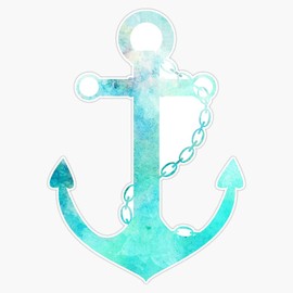 Afe Watercolor Ship Anchor Bumper Sticker Window Vinyl Decal 5"