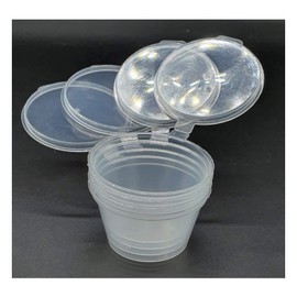 50 x Plastic 30ml Hinged Lid Deli Pot or Sauce Pot - 100% BPA FREE - (1RL)