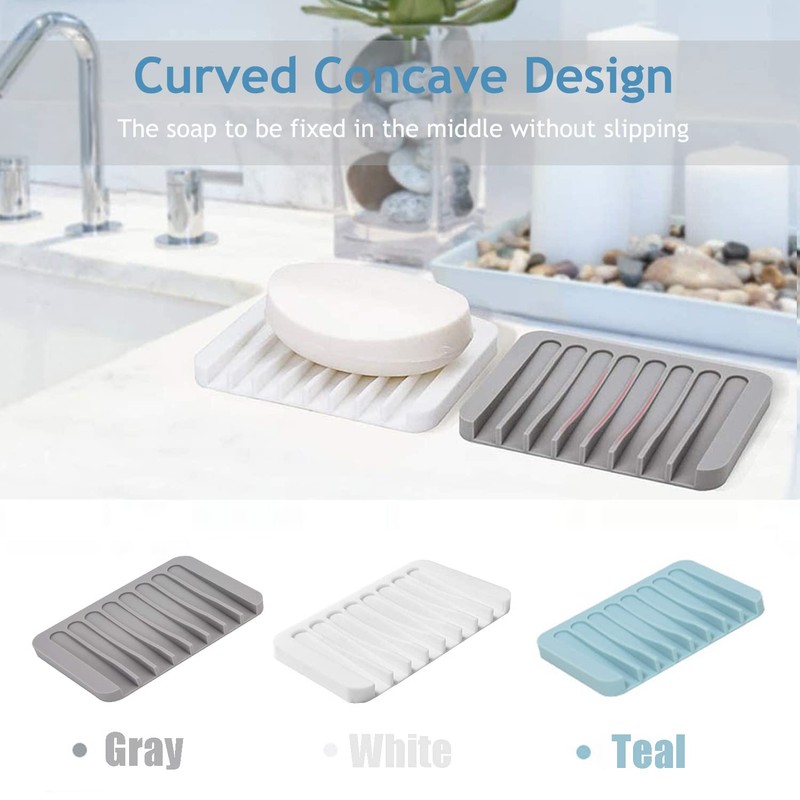 Self Draining Soap Dishes, 3 Pcs Silicone Soap Saver, Waterfall
