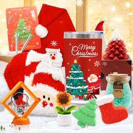 Mzoyell Christmas Holiday Birthday Gift for Woman, Thoughtful Christmas Spa Gift Basket for Women Man, 11 Pcs Thanksgiving Gift Set for Friends Sisiter Mom Dad Wife. Xmas Tumbler Hat Sock Spa Gift Box