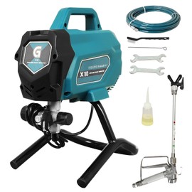 X10 3300 PSI Airless Paint Sprayer, 750W Electric Paint Spray Gun with 0.32 GPM Flow Rate, Includes Extension Pole & Cleaning Kit, for Interior/Exterior Walls, Ceilings, Fences(DIY & Professional Use)