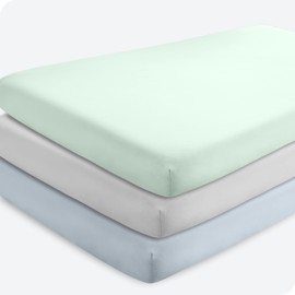 Bare Home 3-Pack Fitted Crib Sheet - Premium 1800 Ultra-Soft Microfiber - Breathable - Baby Sheet - For Boys & Girls - Fits Standard Crib and Toddler Mattresses (Crib, Sky Blue/Spring Mint/Cloud Grey)
