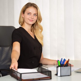 1 x Stackable Document Tray, Office Letter Tray Made of Metal for DIN A4, Desk Tray W x D 26 x 33.5 cm, Silver