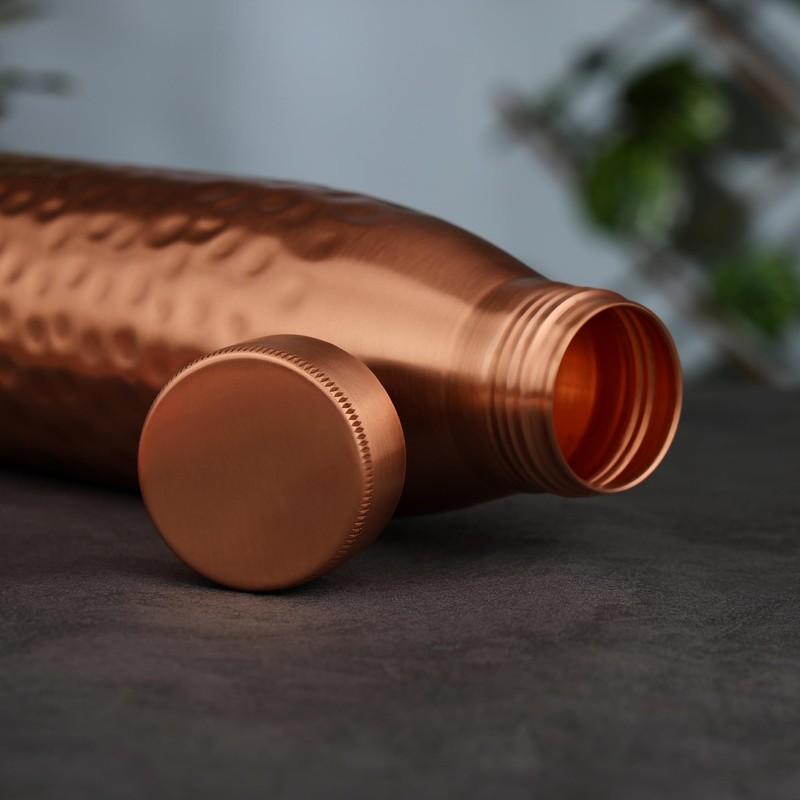 Zap Impex Hammered Copper Water Bottle with Leak Proof Cap
