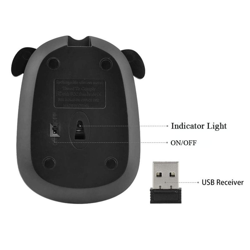 3C Light 2.4GHz Wireless Mouse Cute Animal Dog Shape Cordless