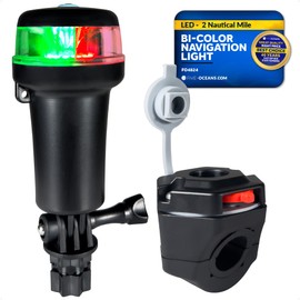 Five Oceans LED Portable Bi-Color Boat Navigation Light, Rail Mount Swivel Base, 2 NM Visibility, IP67 Waterproof, Battery-Operated Anchor Light for Small Boats, Kayaks, Inflatables, Canoes - FO4824