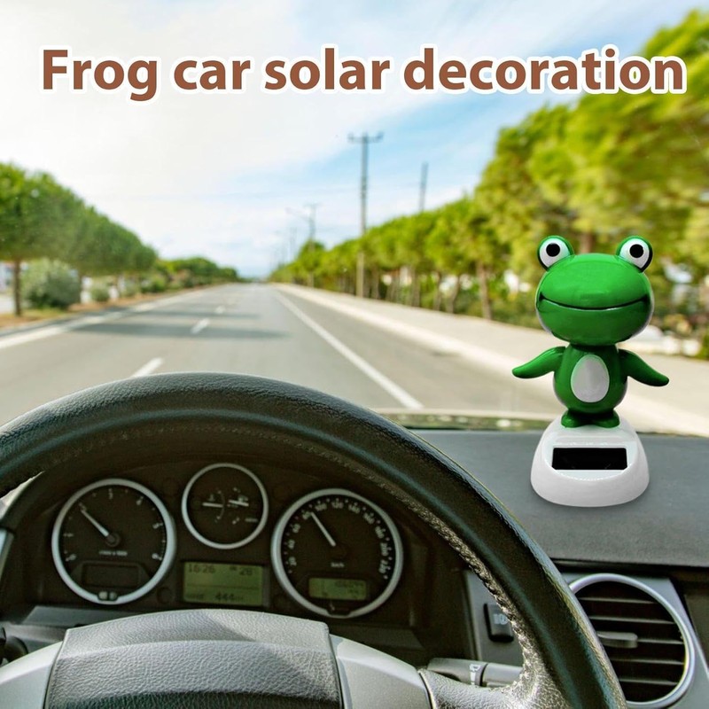 Jizlan Green Solar Bobblehead - Long-Lasting Frog Bobble Dancer Toy,