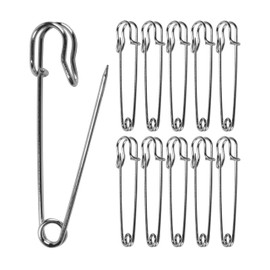QUJUFIND 10 Pack 4 inch Stainless Steel Large Safety Pins, for Clothes Leather Canvas Blankets Crafts Skirts Kilts, Extra Large Heavy Duty Safety Pins - Silver