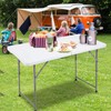 FORUP Folding Utility Table, 4ft Fold-in-Half Portable Plastic Picnic Party