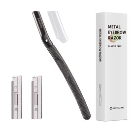 AioBos Eyebrow Shaver, Eyebrow Safety Guard Shaver with Micro Guard, Razor for Sensitive Skin, Long Lasting Eyebrow Razor, Anti-Slip Handle for Men and Women, 2 Replacement Blades (Black)