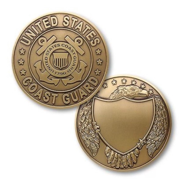 USCG COAST GUARD 3" ENGRAVABLE MEDALLION CHALLENGE COIN
