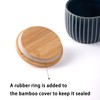 Salt Cellar Keeper with Bamboo Lid, 14oz Big Capacity Ceramic