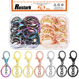 Rustark - Gancho giratorio colorido con llaveros, cierres, ganchos a presión, llavero para manualidades (varios colores)