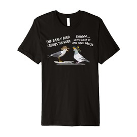 Funny Pigeon birds with sombrero and Seagull cowboy hat Premium T-Shirt