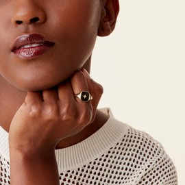 PAVOI 14K Gold Plated Signet Ring for Women | Bold Stackable Ring (Yellow Gold, 7)