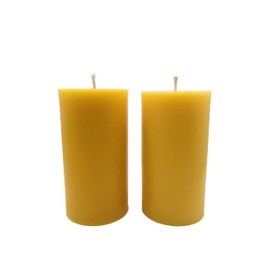 2 Pack of Beeswax Candles - 3x6 Large Pillar Candles - 100% Pure, Natural Beeswax - Clean Burning, Dripless- for Home Decor, Wedding Decor, Gifts - 160 Hours Long Burn - Alternative Imagination