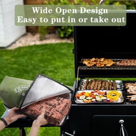 BBQ Blanket for Resting Meat, Reusable Reat Insulated Resting Bag, Smoker Meat Resting Blanket, Insulated Brisket Resting Blanket with Wide Mouth Perfect for Gifting, (21 in Green)