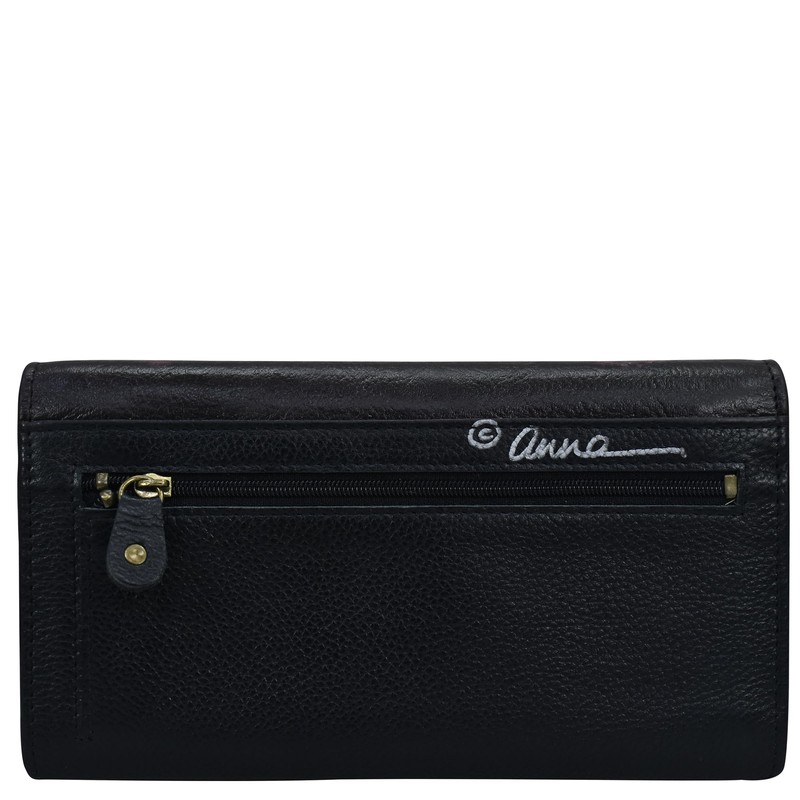 Anna by Anuschka Ladies Hand Painted Leather Trifold Purse Organizer