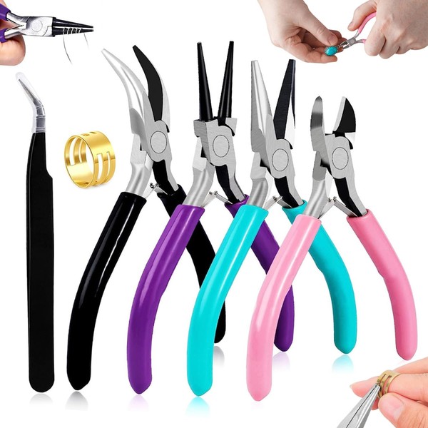 Juego de 6 Alicates para Joyas, Herramientas para Manualidades, Kit