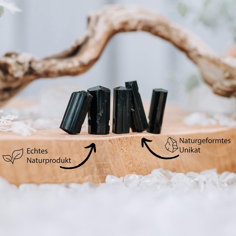 Lebensquelle Plus Black Tourmaline/Schorl Raw Stone Pendant with Leather Cord
