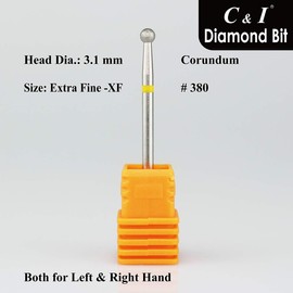 C & I Diamond Nail Drill Bit, Ball Shape Head E-File, Professional Cuticle Clean Drill Bit, Improved Diamond Powder plus Tungsten Carbide Shank 3/32” (2.35 mm) (3.1 mm, Extra Fine -XF)