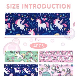 Soundzero Pack of 4 Children's Hair Bands, Elastic, Girls' Unicorn Headband, Hair Bands, Women's Soft, Multicoloured Girls Headbands, Children's Headband Girls, for Children 6-15 Years, Sports