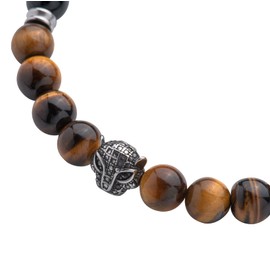 LUCKMAN Pulsera Hombre Piedras Semipreciosas Ojo de Tigre y Obsidiana Negra, Brazalete Jaguar de Acero Inoxidable – Joyería y Accesorios para Hombre, Regalos para Hombre Originales y Regalos para Papá Cumpleaños, Modelo Hunter