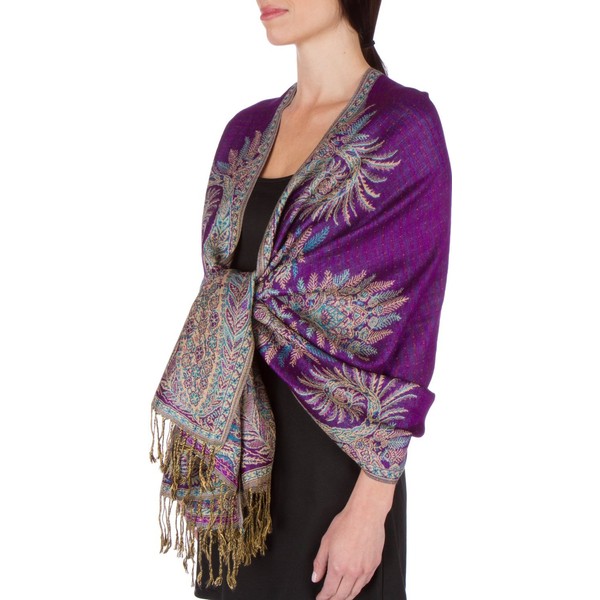 Sakkas 70" x 28" Big Paisley Jacquard Layered Woven Pashmina