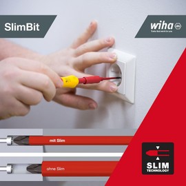 Wiha Schraubendreher und Bit Set slimVario (41232) 10 tlg. in Falttasche | VDE Elektriker | inklusive Griff und Schlitz, Kreuzschlitz Bits