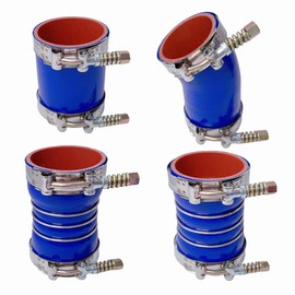 LSDZWORK Turbo Intercooler Boots Kit with T-Bolt Clamp for Ford F250 F350 6.0L Diesel Powerstroke 2003-2007 (Outer Blue and Inner Red)