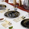 Pryntono 300PCS Gold Plastic Silverware, Heavy Duty Gold Disposable Utensils,