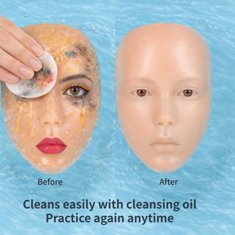 Glinexa5D Silicone Makeup Practice Face – Reusable Mannequin Head with