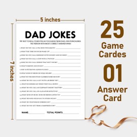 Qoamp Rustic Minimalist Theme Gender Neutral Cards Baby Shower Games - 25 Dad Jokes Games with 1 Answer Card - Gender Reveal & Baby Announcement Party Supplies-(B18)