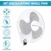 Comfort Zone 16" 3-Speed Oscillating Wall Mount Fan with Remote