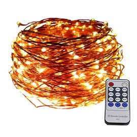 Dreamworth Remote Control 165ft 500 LED Warm White Copper Wire String Fairy Light Lamp Decoration Lighting with 12V AC Adapter for Christmas Party Wedding(50m) ¡­