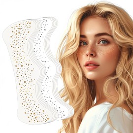 WOYAODONG 10pcs Glitter Freckles Face Tattoo, Gold+Silver Speckles Makeup Patches, Glitter Freckles