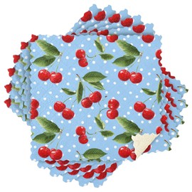 Eyanle Kitchen Towels 6 Pack Dish Cloths for Washing Dishes Kitchen Towels and Dishcloths Sets Dish Towels for Kitchen Drying Microfiber Absorbent Light Blue Dots Red Cherry