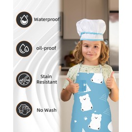 Hugitout Kids Apron Unisex, Bib Apron Waterproof with Pocket, Apron for Kids Cooking Baking Painting Crafting Art Gardening