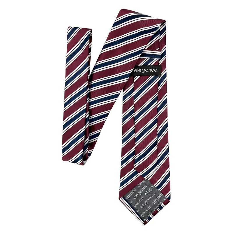 (リトリーズ) RETREEZ プレッピーストライプ柄 マイクロファイバー 織り生地 メンズ タイ ネクタイ - マルーンレッド&ネイビーブルー