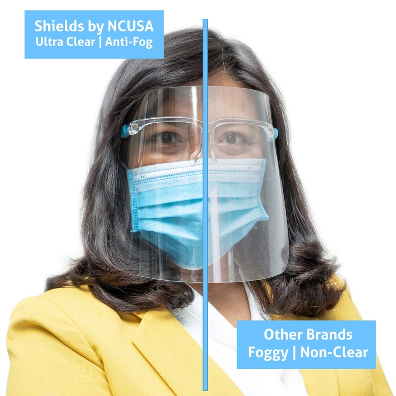 NCUSA Safety Face Shield Glasses Reusable Goggle Shield Wearing Glasses