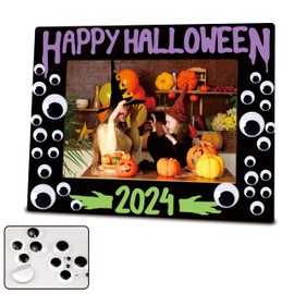 NYCTUG Happy Halloween 2024 Wooden Photo Frame For 5X7” Picture(Vertical) With Self-Standing Support & 1 Pack Of DIY Eye Stickers, Halloween Gifts For Friends, Home & Office Decorations - A07