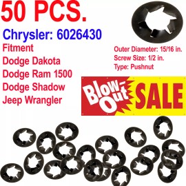 Auveco Pushnut Bolt Retainer for 1/2" Bolt, 15/16" OD - Chrysler: 6026430 (Qty: 50)