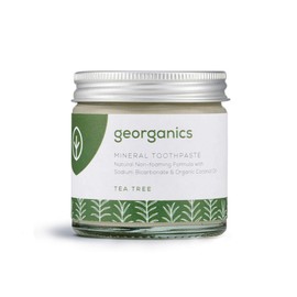 Georganics Mineral Toothpaste - Fluoride, SLS & Glycerine Free - Tea Tree Non-Foaming Natural Toothpaste with Virgin Coconut Oil - Certified Cosmos Organic, Vegan and Cruelty-Free - 60ml