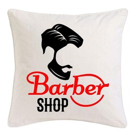 Reifen-Markt Kissenbezug 40x40cm Barber Shop - Friseur - FRISEUSE - BART VOLLBART - FRISEURSALON aus Mikrofaser in Weiß