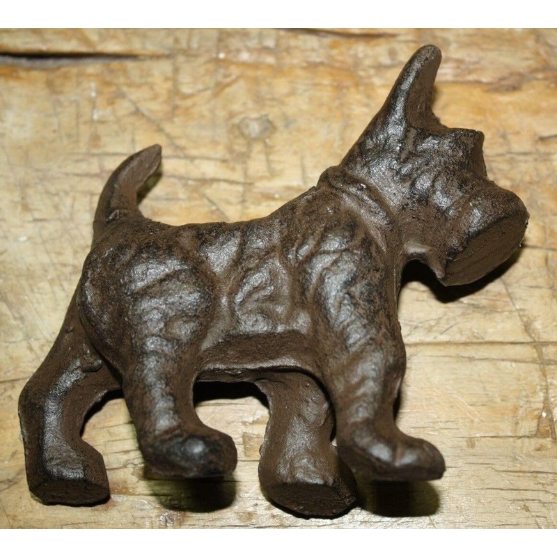 Vintage Cast Iron Scottie Dog Doorstop Papper Weight Schnauzer Dogs