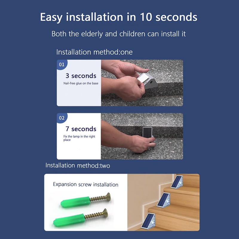 2 Set Solar Step Lights Triangle Solar Stair Light IP68
