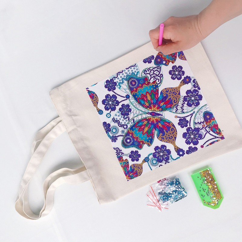 DIY Diamond Painting Shopping Bag Rhinestones Painting Tote Bag with