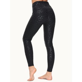 Dragon Fit Compression Yoga Pants Power Stretch Workout Leggings with High Waist Tummy Control (Small, Ankle-Black Leopard)